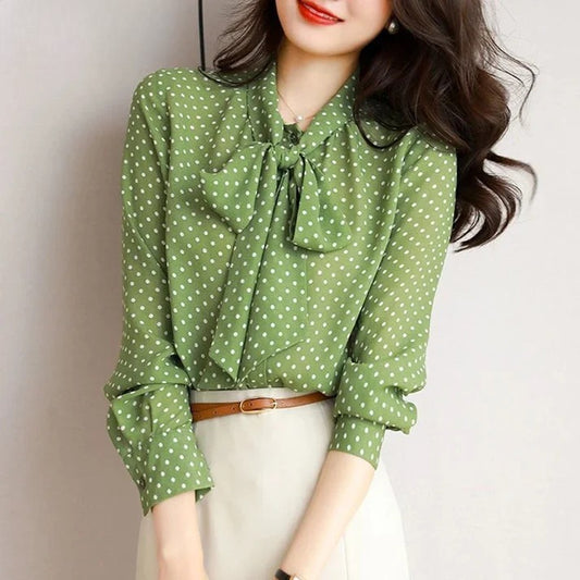 Polka Dot Bow Blouse