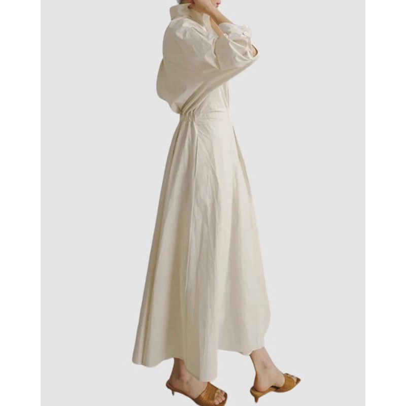 Elegant V-Neck Cotton Linen Maxi Dress