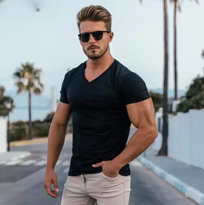 V-Neck Slim Fit Gym T-Shirt